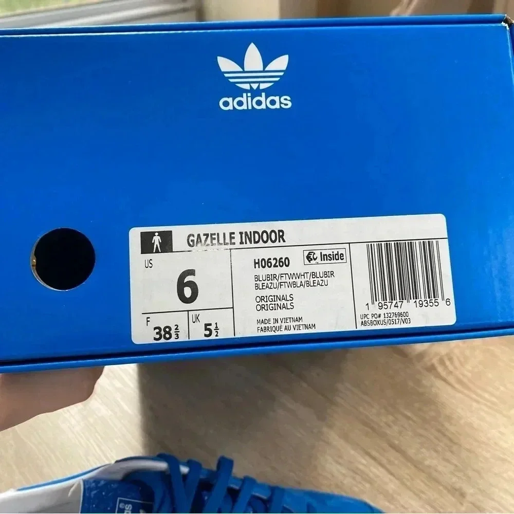 New Adidas Indoor Gazelle Sneakers Blue White Gum Womens 7